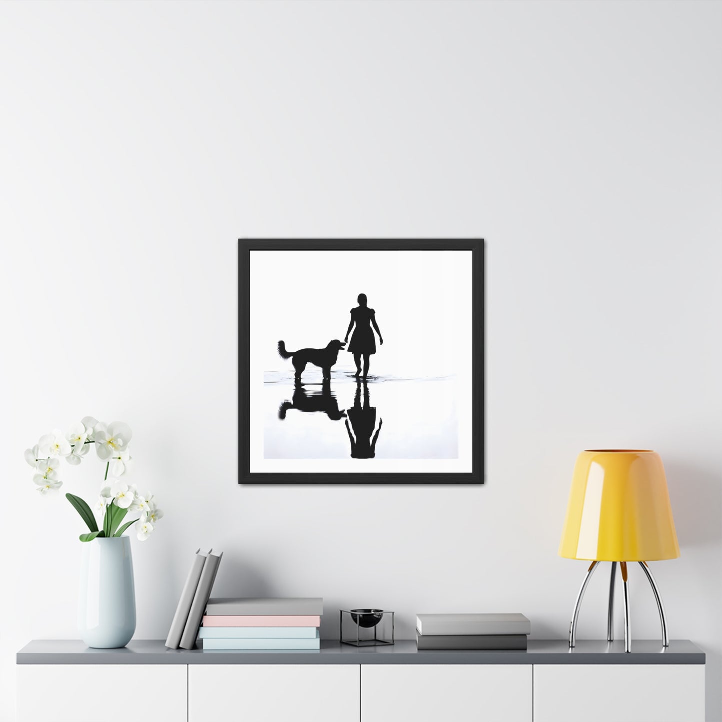 Quiet Walk, Black Water - Tide & Light Series Framed Poster