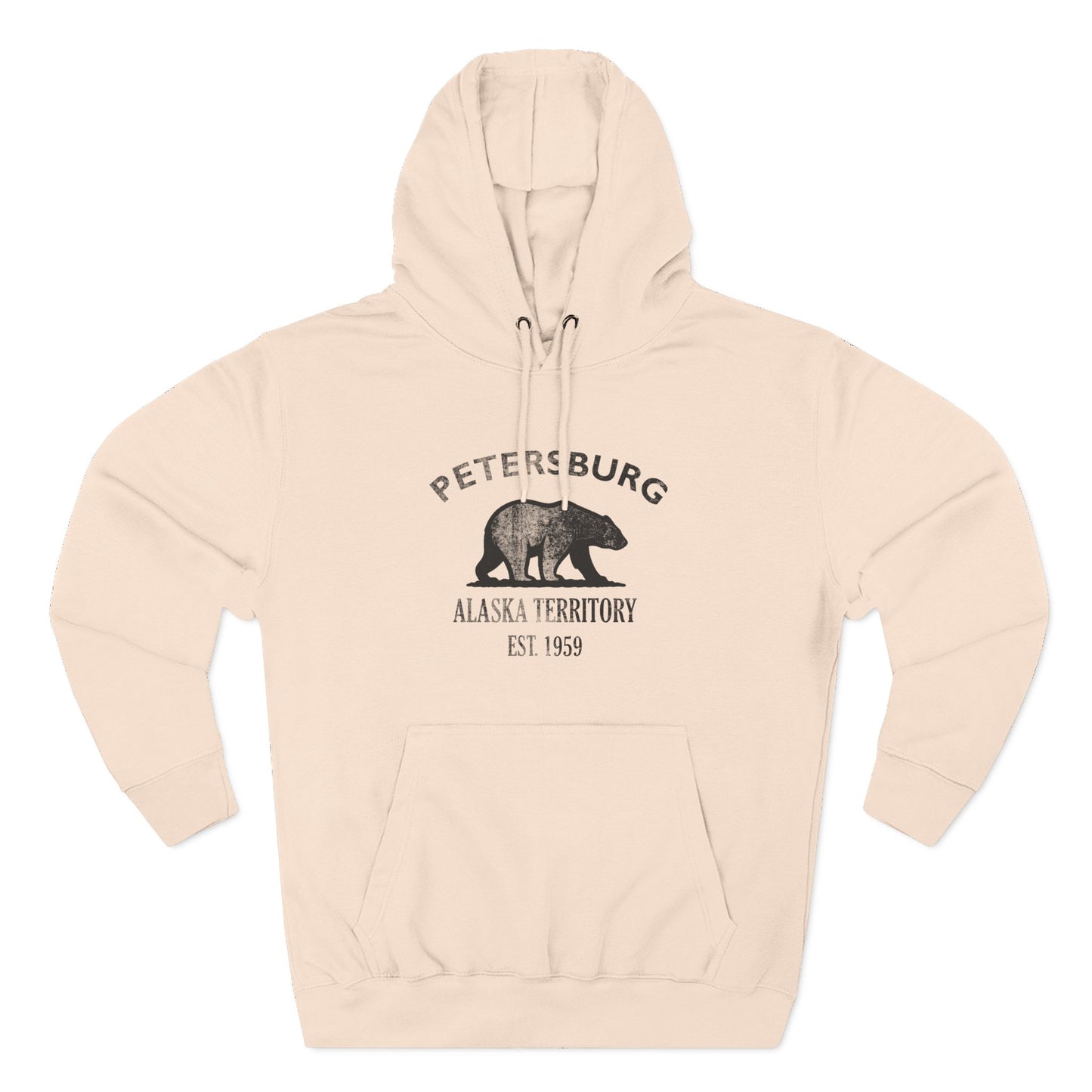 Petersburg Alaska Vintage Retro Unisex Heavy Cotton Hoodie - Black Logo
