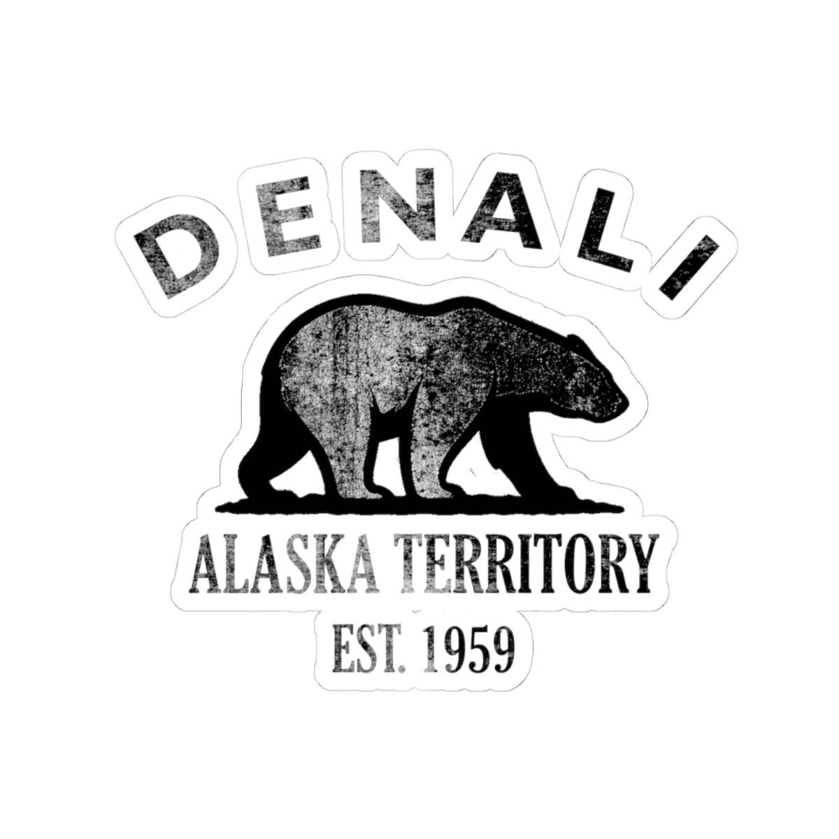 Denali Alaska Vintage Retro Vinyl Sticker - Black Logo