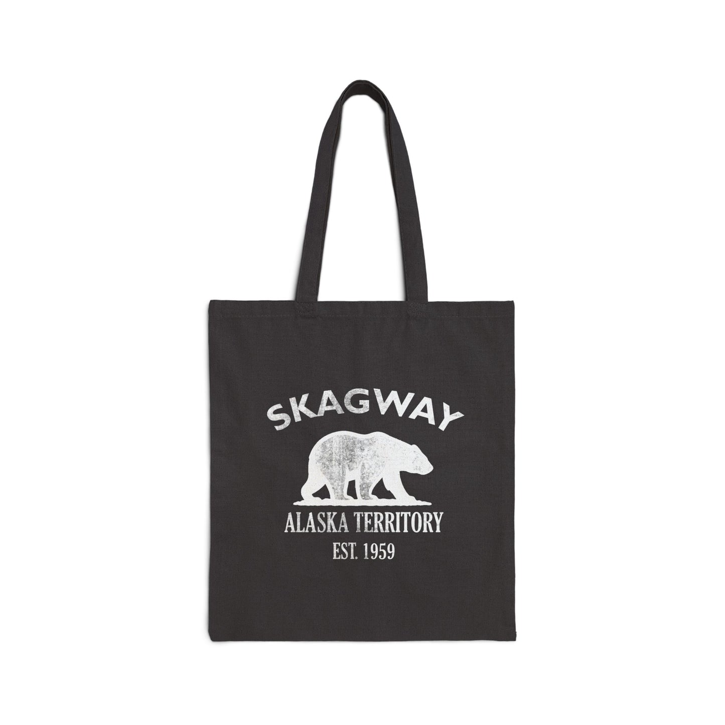 Skagway Alaska Vintage Retro Cotton Canvas Tote Bag - White Logo