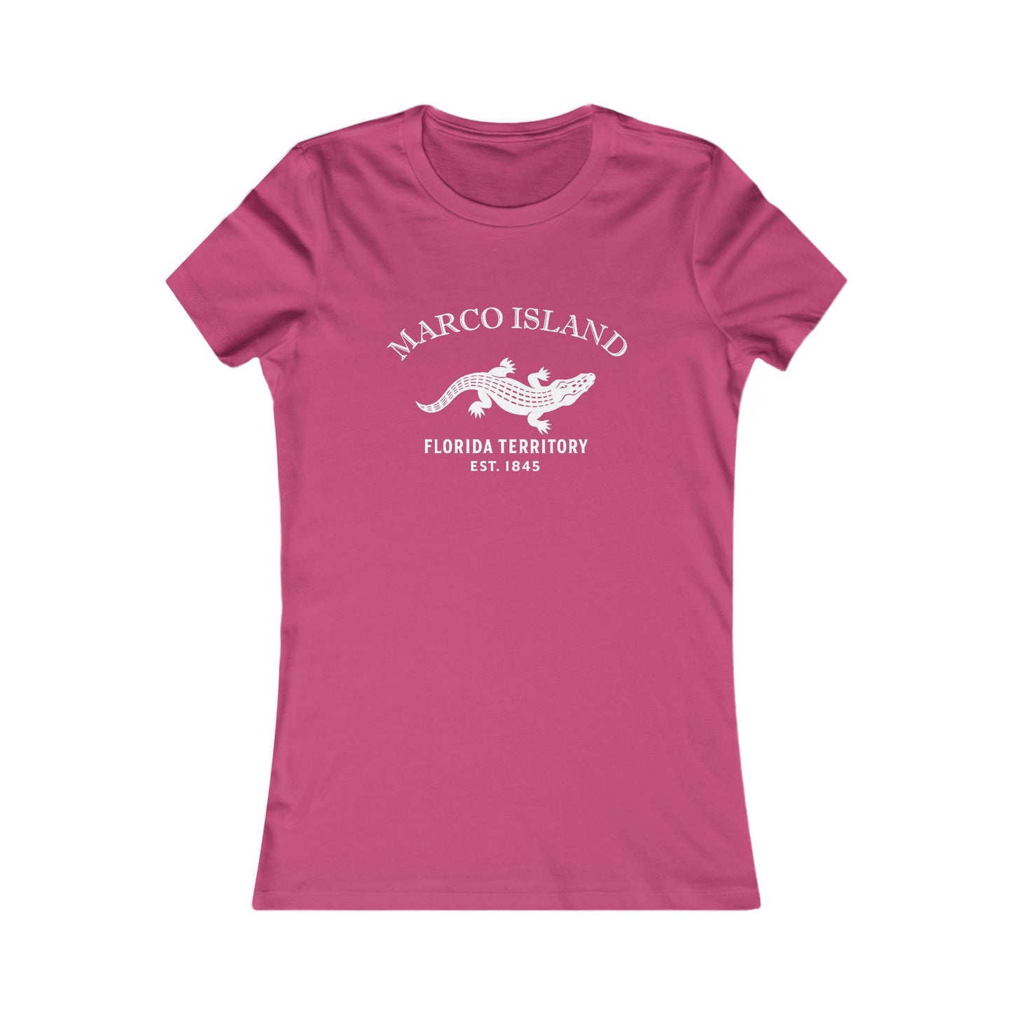 Marco Island Florida Vintage Retro Womens Fitted Ringspun Cotton Tee - White Logo