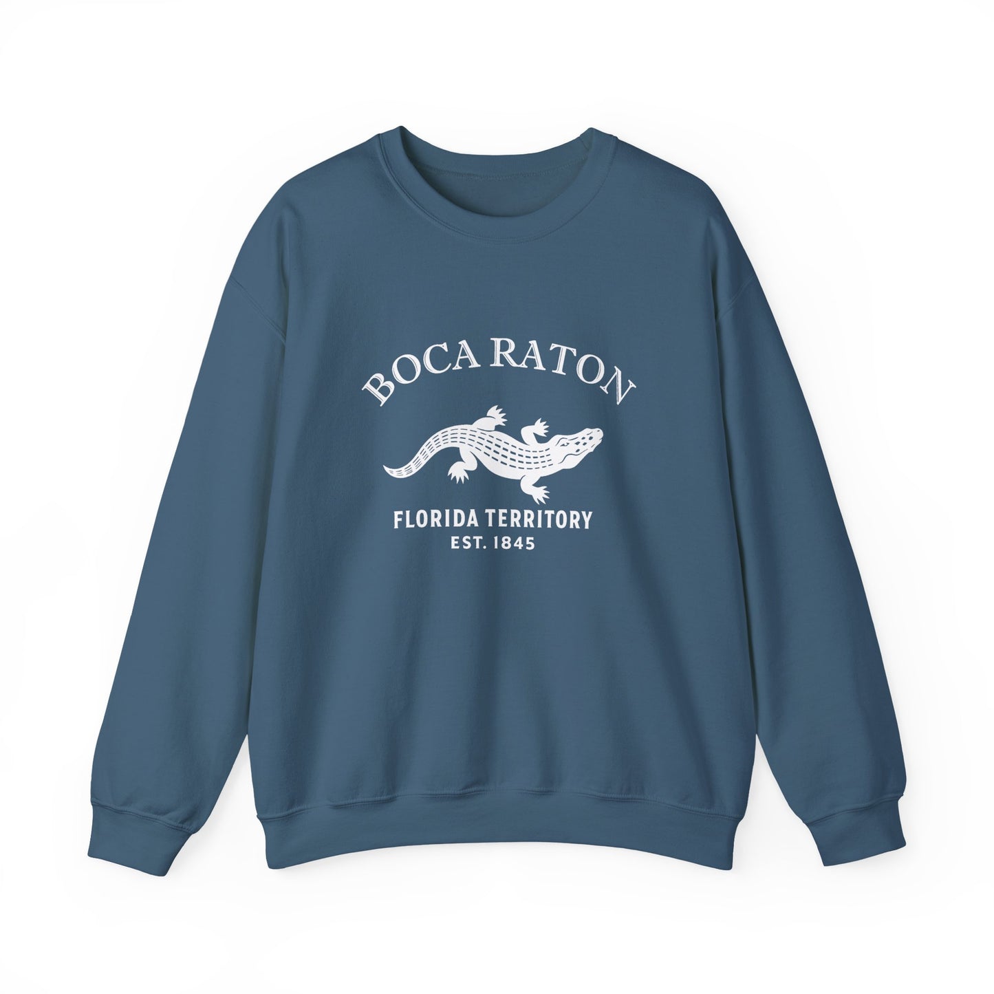 Boca Raton Florida Vintage Retro Unisex Heavy Crewneck Sweatshirt - White Logo