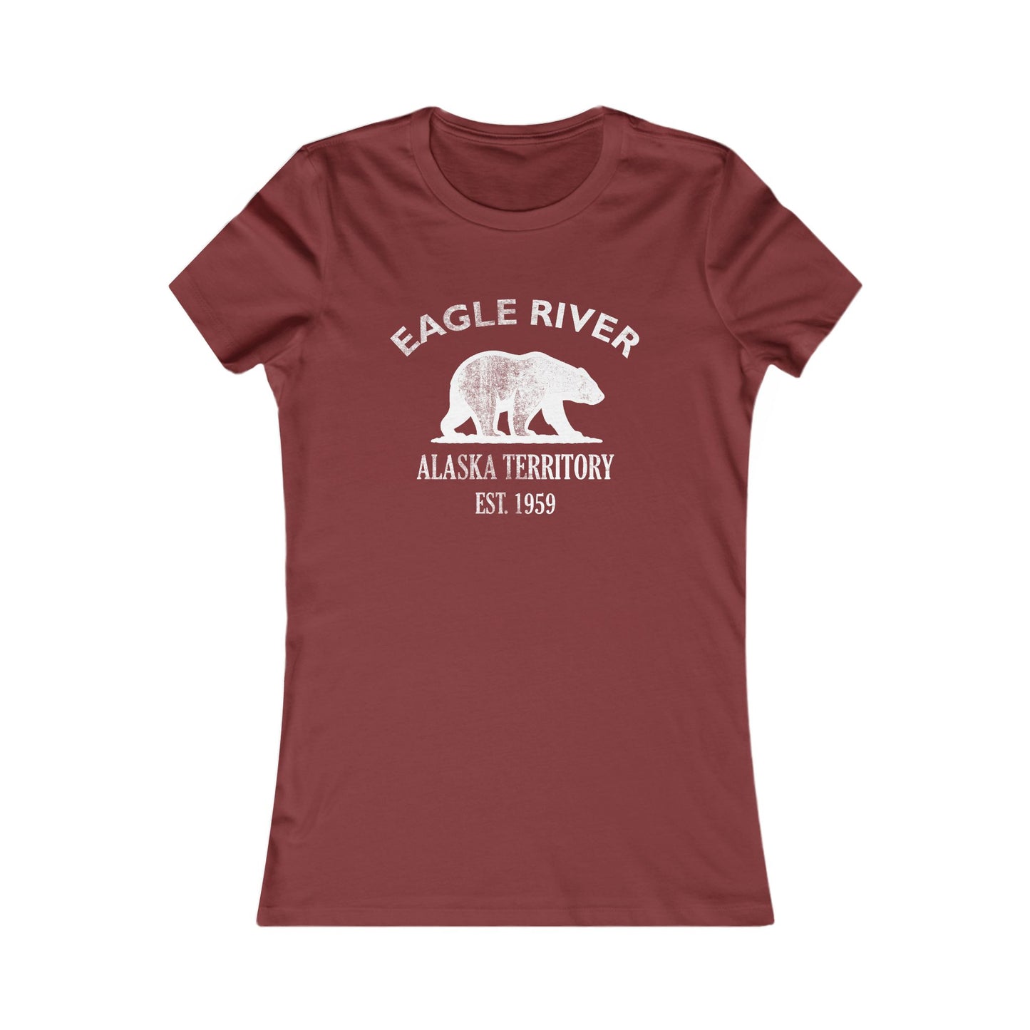 Eagle River Alaska Vintage Retro Womens Fitted Ringspun Cotton Tee - White Logo