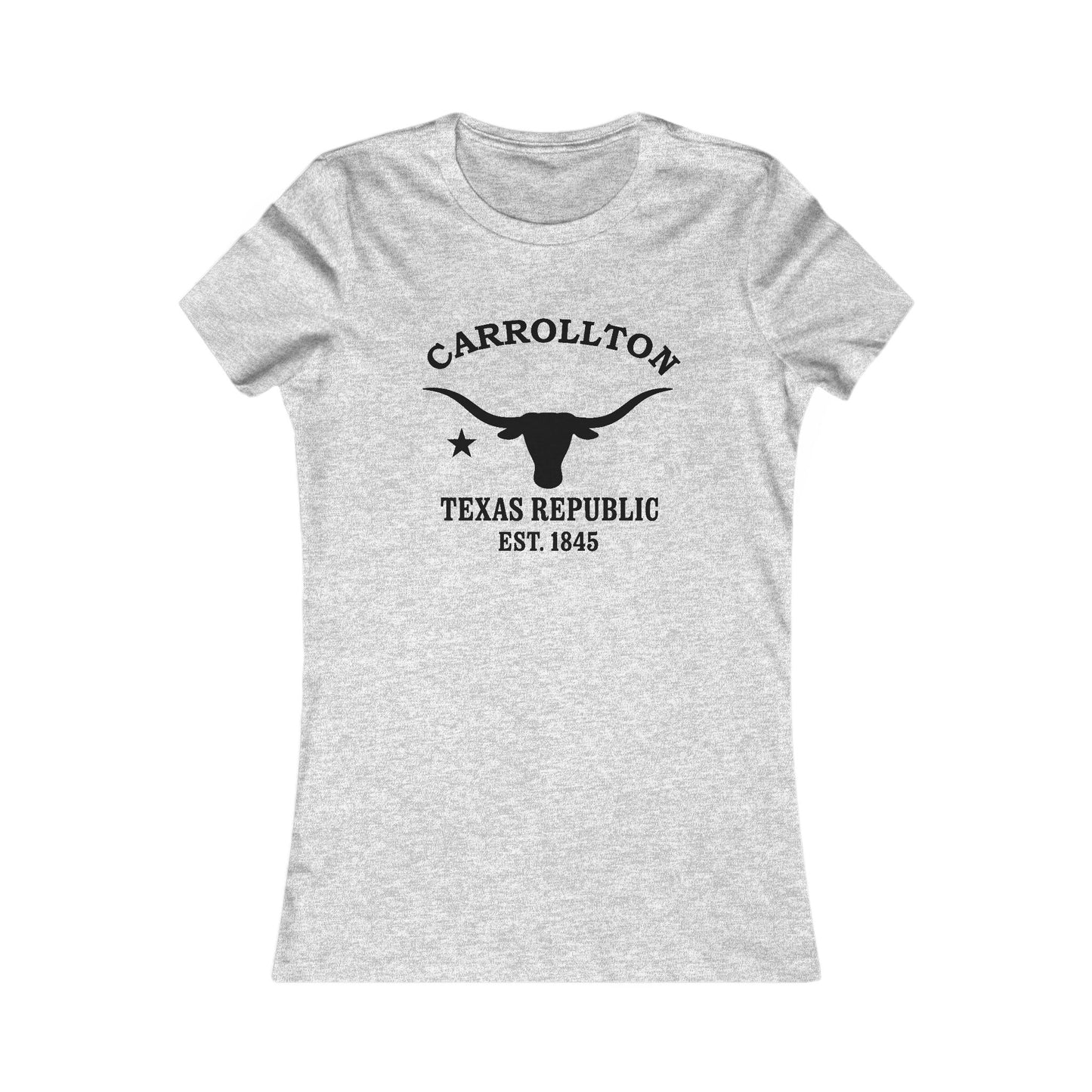 Carrollton Texas Ringspun Cotten Fitted Vintage Retro Womens Tee - Black Logo