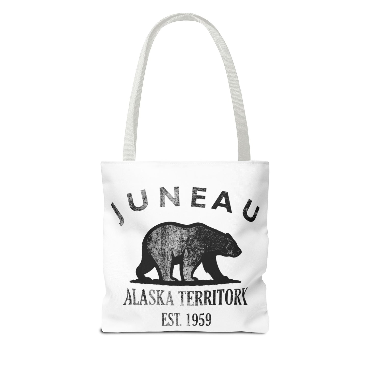 Juneau Alaska Vintage Retro Light Canvas Tote - Black Logo