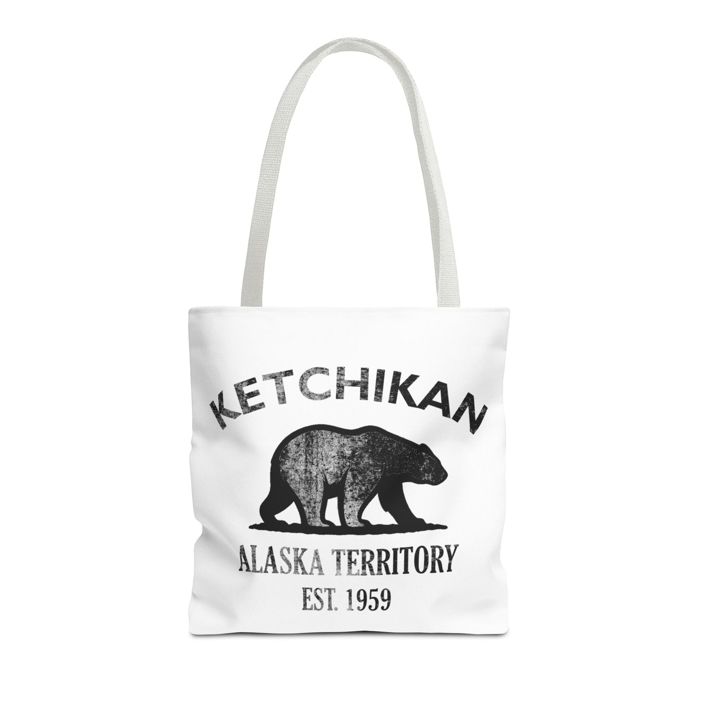 Ketchikan Alaska Vintage Retro Light Canvas Tote - Black Logo