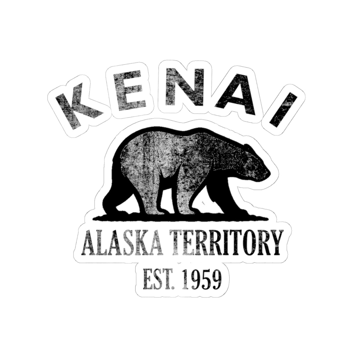 Kenai Alaska Vintage Retro Vinyl Sticker - Black Logo