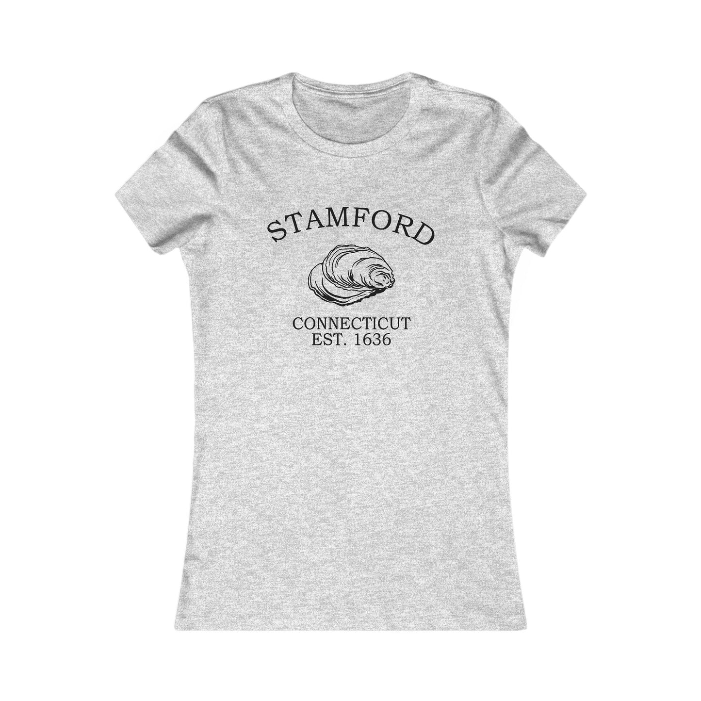 Stamford Connecticut Vintage Retro Womens Fitted Ringspun Cotton Tee - Black Logo