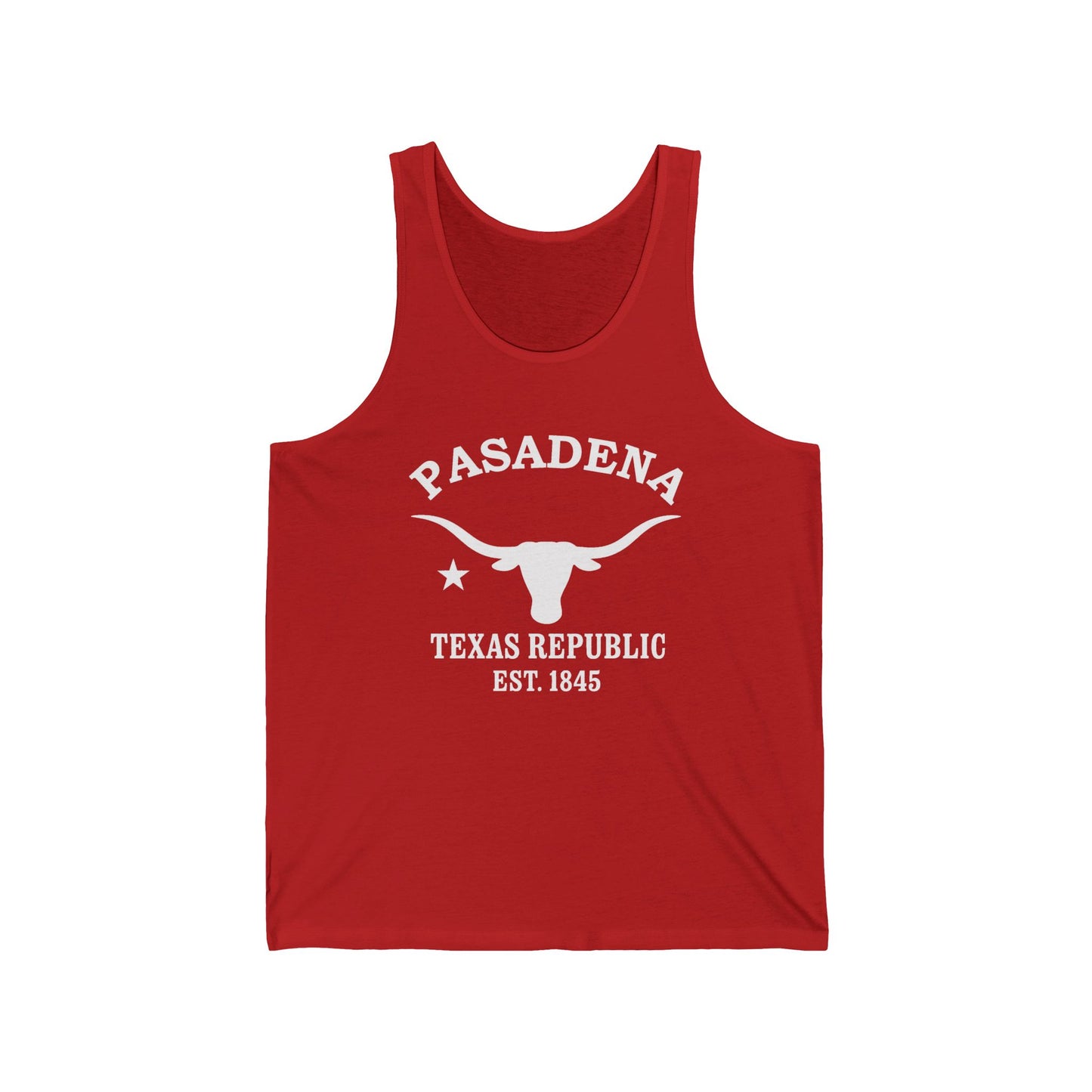 Pasadena Texas Unisex Cotton Jersey Tank Top - White Logo
