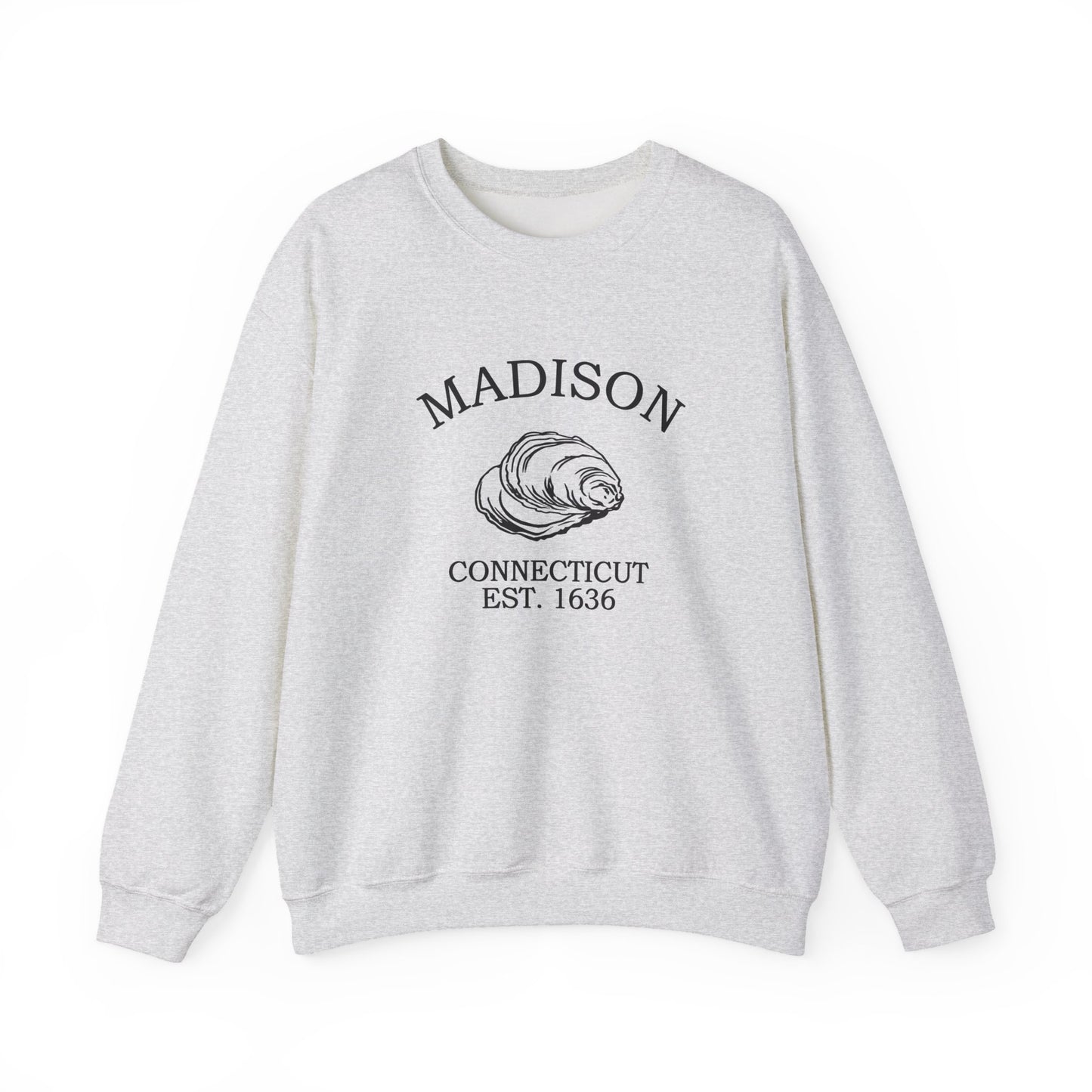 Madison Connecticut Vintage Retro Unisex Heavy Crewneck Sweatshirt - Black Logo