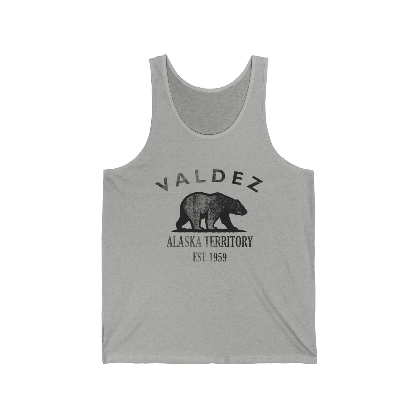 Valdez Alaska Unisex Cotton Jersey Tank Top - Black Logo