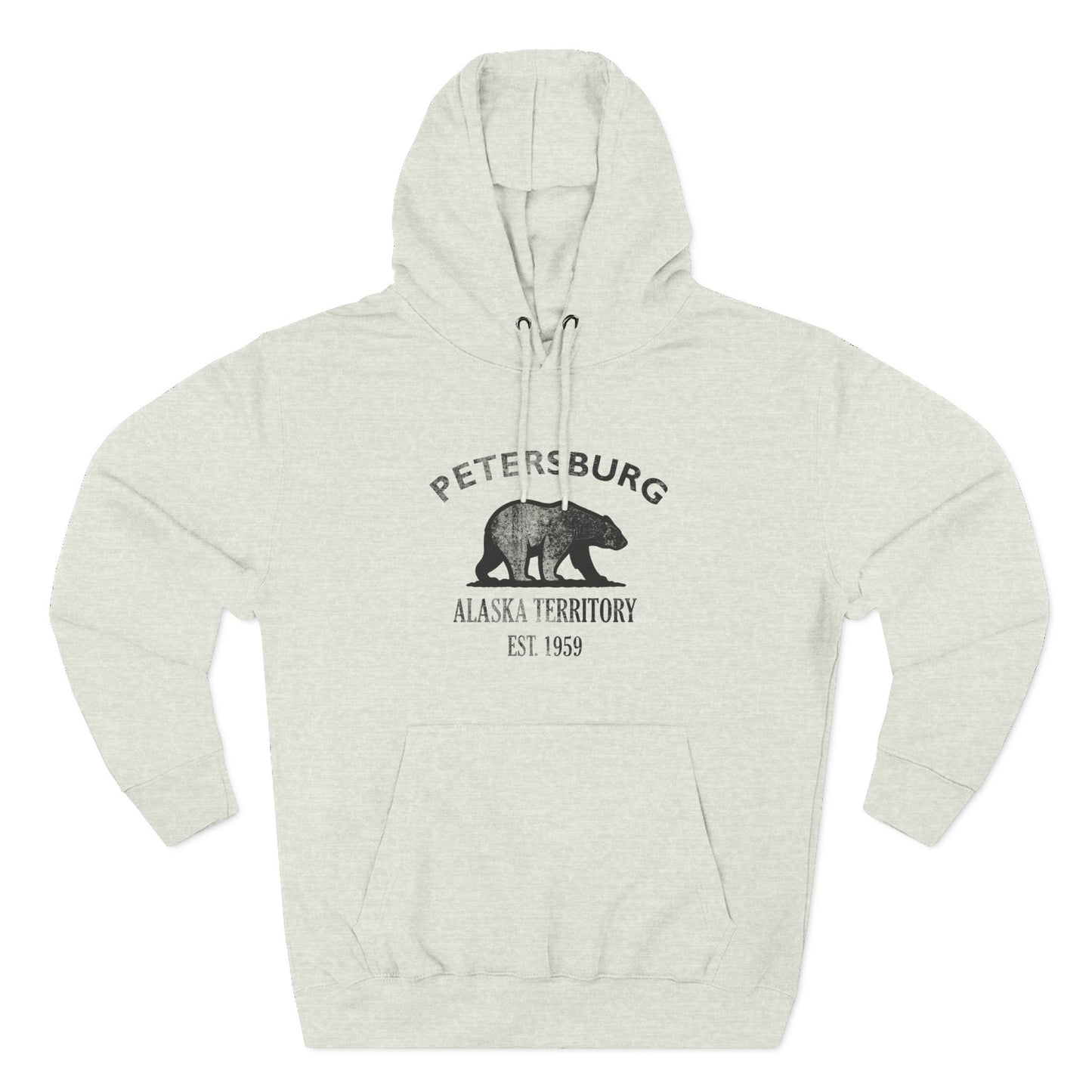 Petersburg Alaska Vintage Retro Unisex Heavy Cotton Hoodie - Black Logo