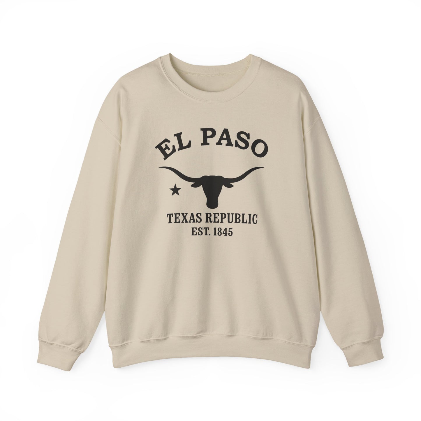 El Paso Texas Vintage Retro Unisex Heavy Crewneck Sweatshirt - Black Logo