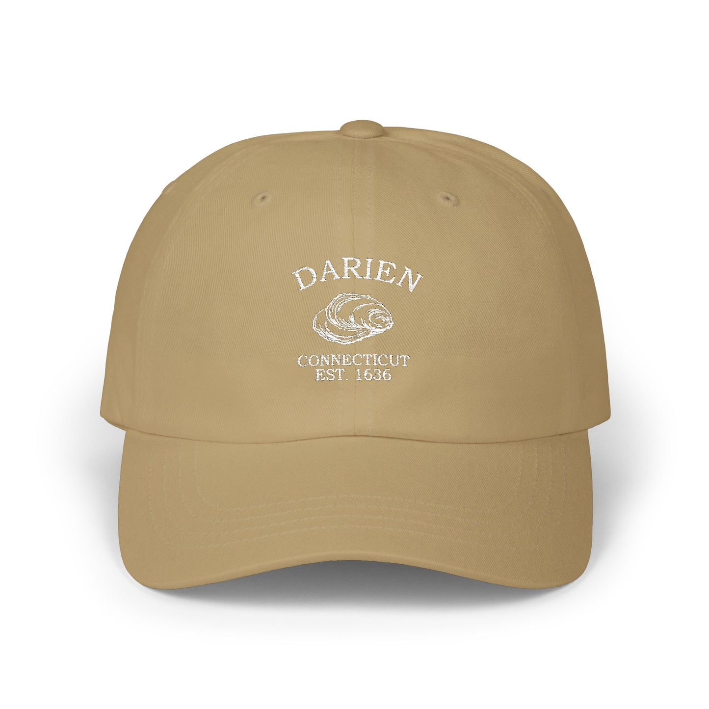 Darien Connecticut Vintage Retro Embroidered Cotton Cap - White Logo