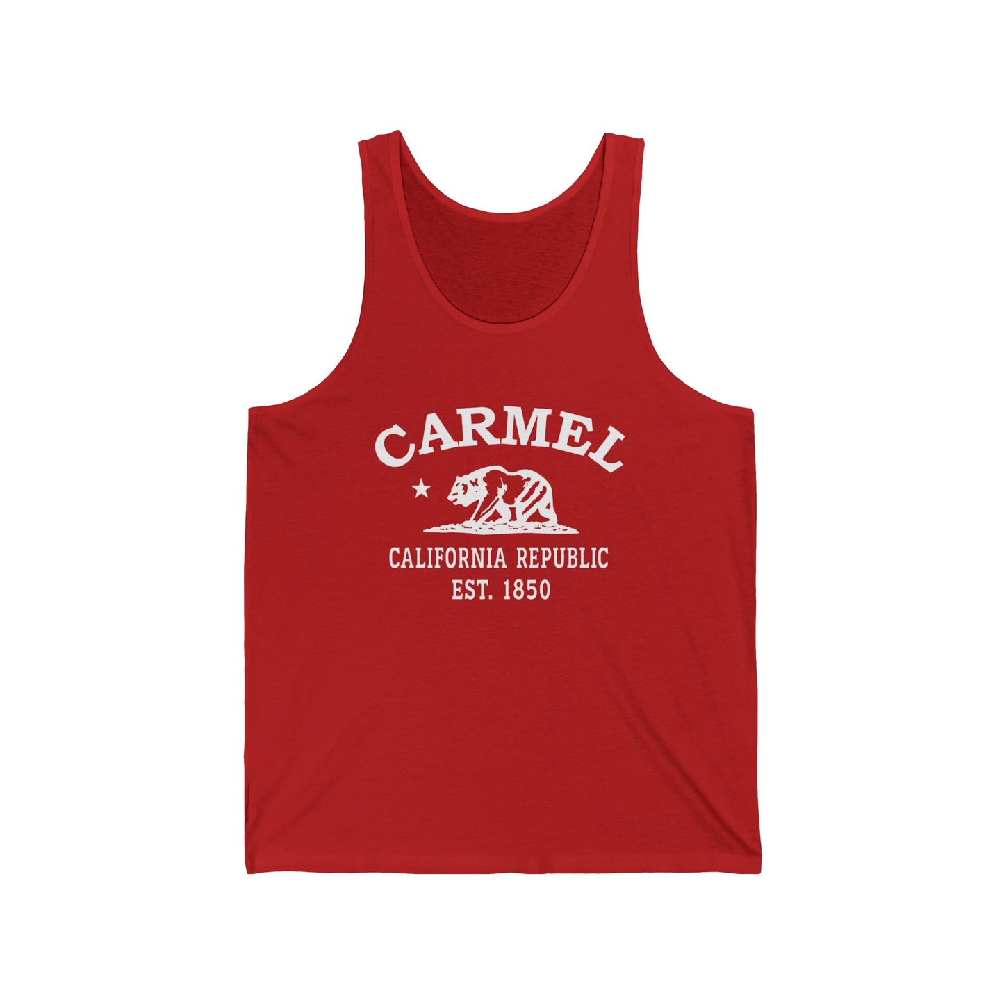 Carmel California Vintage Retro Unisex Cotton Jersey Tank Top - White Logo