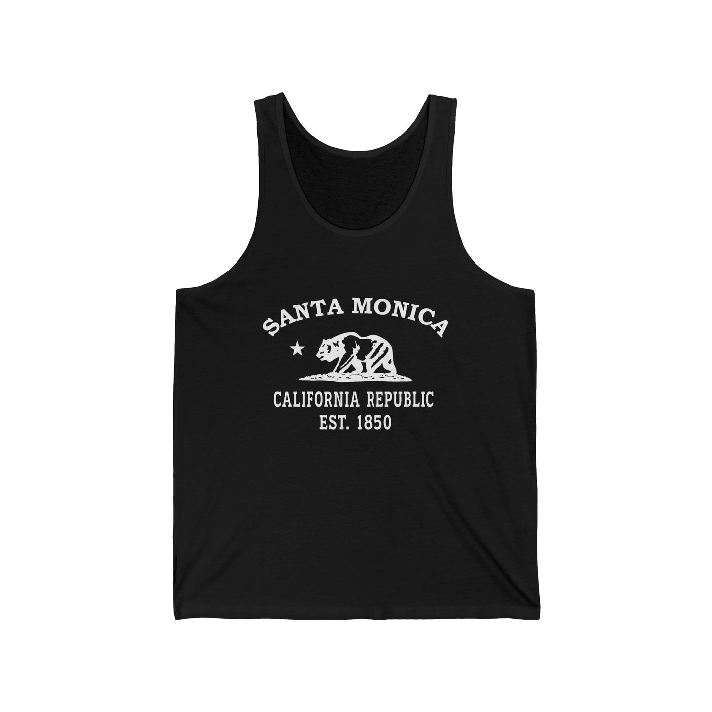 Santa Monica California Unisex Cotton Jersey Tank Top - White Logo