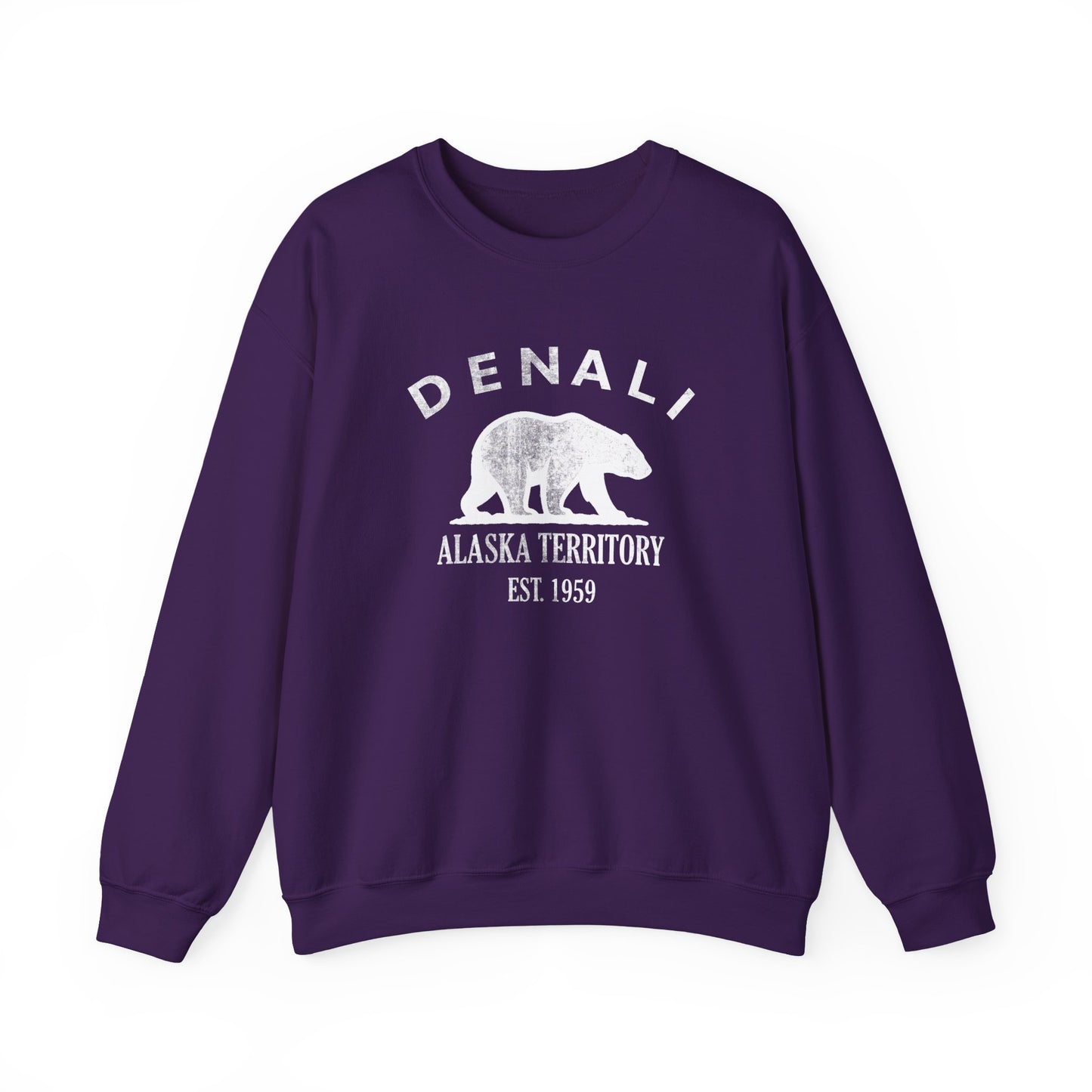 Denali Alaska Vintage Retro Unisex Heavy Crewneck Sweatshirt - White Logo