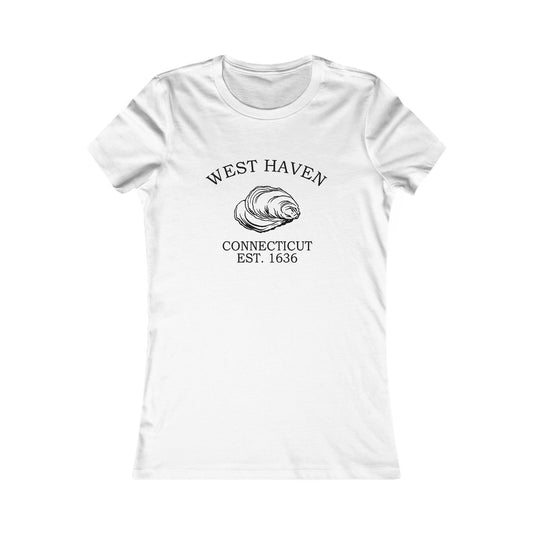 West Haven Connecticut Vintage Retro Womens Fitted Ringspun Cotton Tee - Black Logo