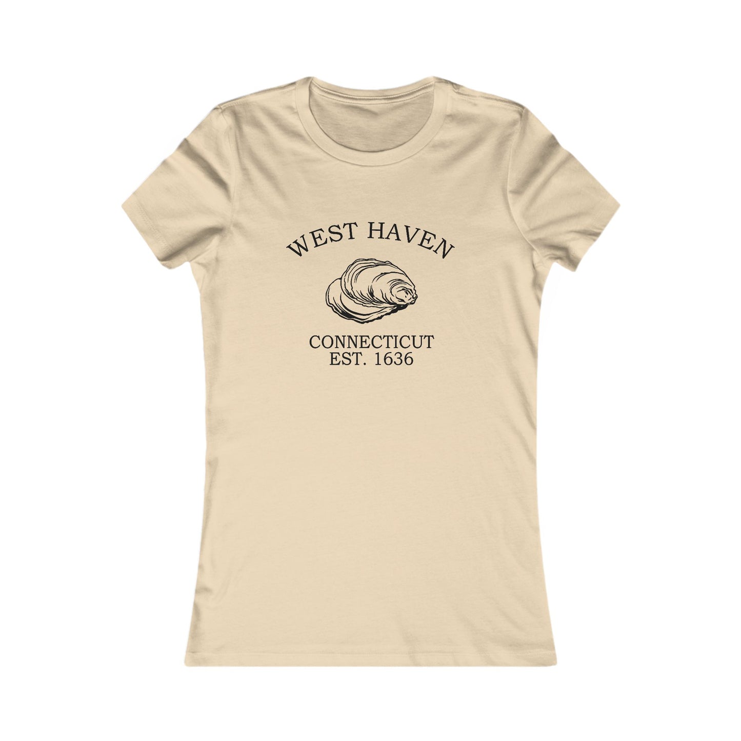 West Haven Connecticut Vintage Retro Womens Fitted Ringspun Cotton Tee - Black Logo