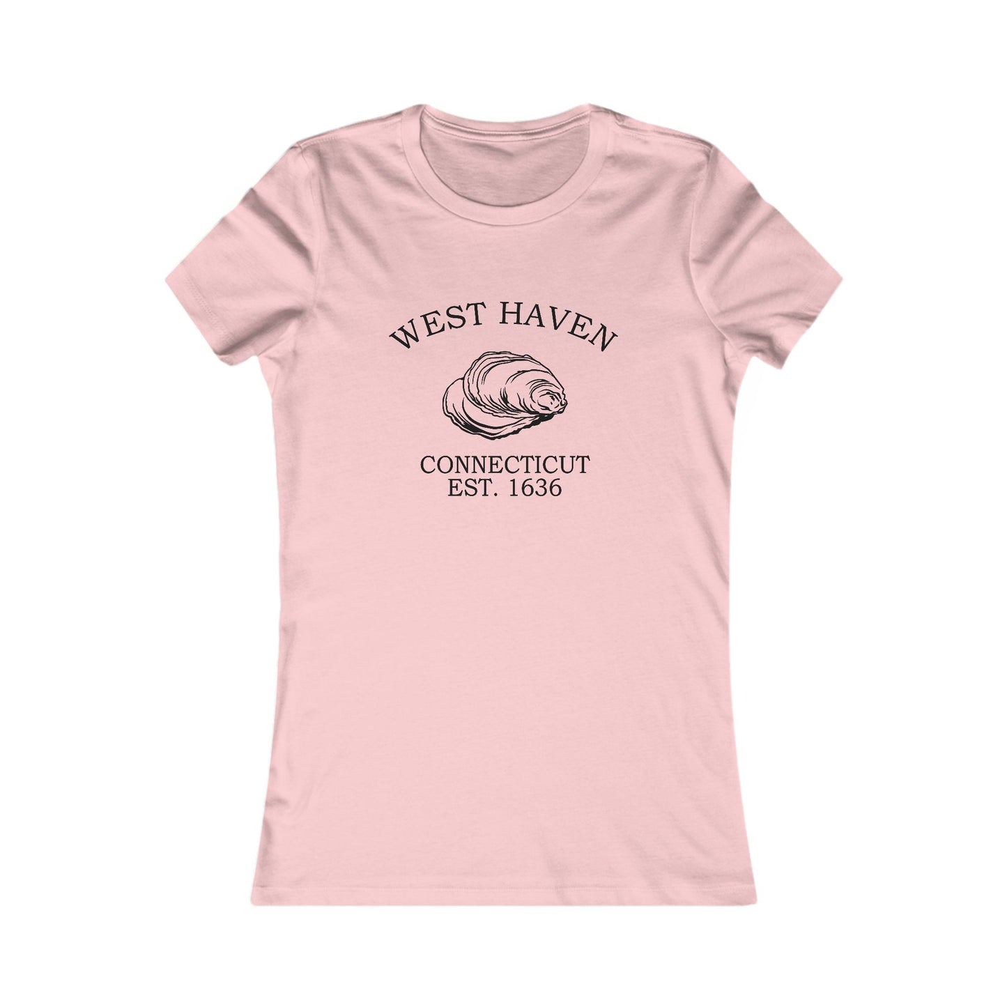 West Haven Connecticut Vintage Retro Womens Fitted Ringspun Cotton Tee - Black Logo