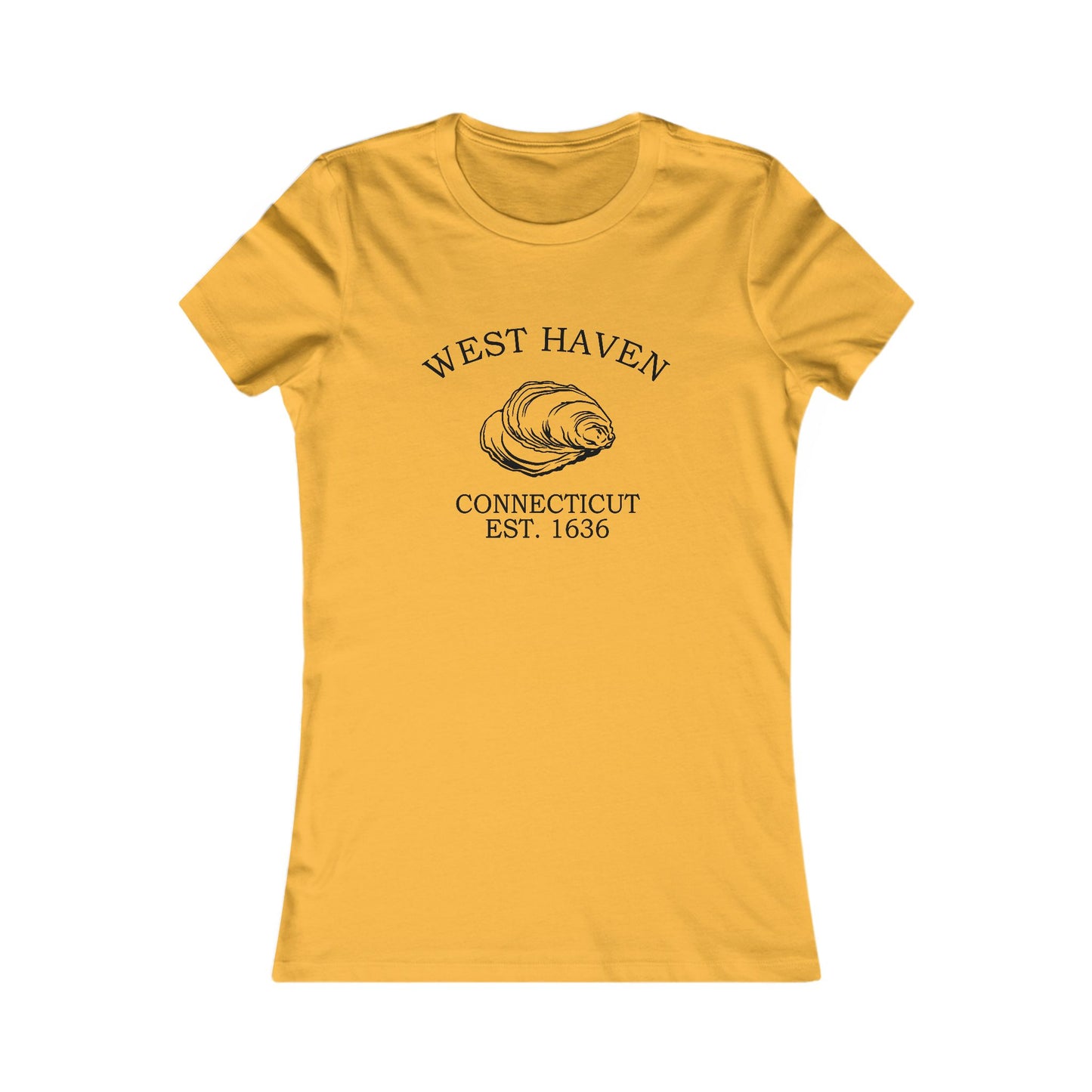 West Haven Connecticut Vintage Retro Womens Fitted Ringspun Cotton Tee - Black Logo