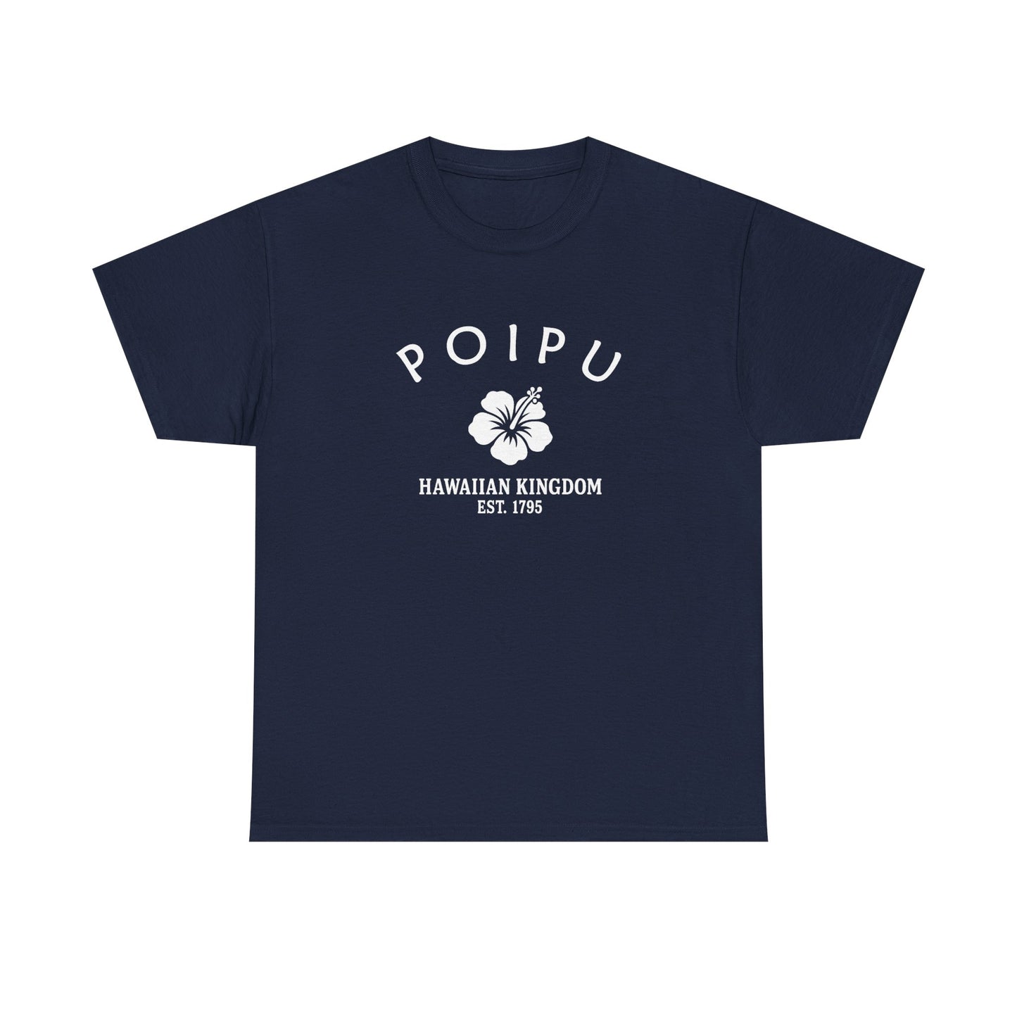 Poipu Hawaii Vintage Retro Unisex Heavy Cotton Tee - White Logo