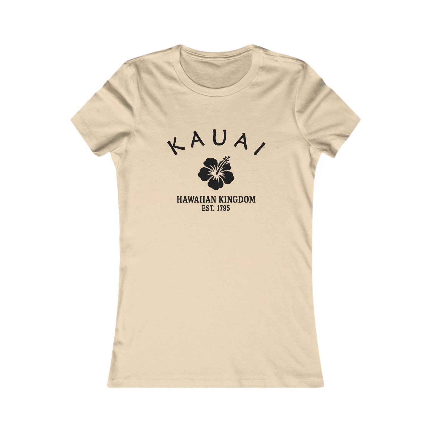 Kauai Hawaii Ringspun Cotten Fitted Vintage Retro Womens Tee - Black Logo