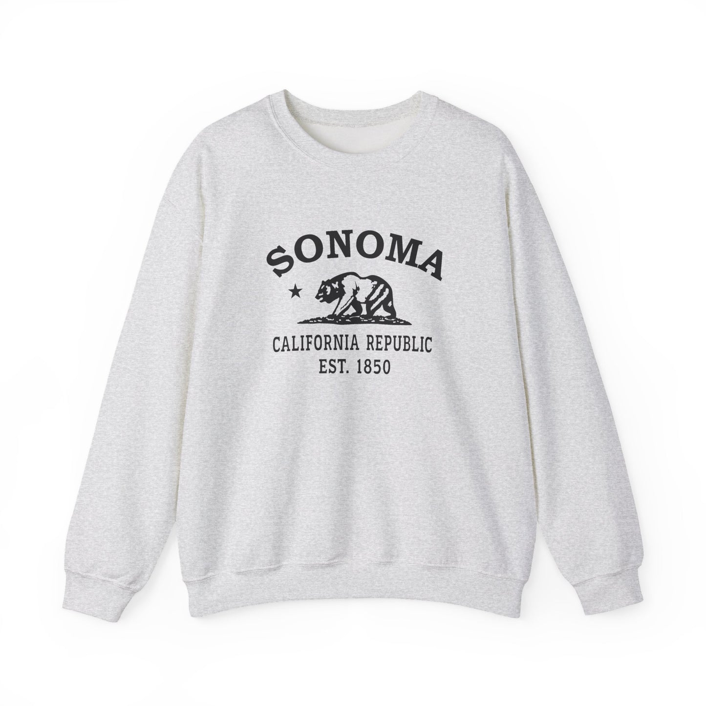Sonoma California Vintage Retro Unisex Heavy Crewneck Sweatshirt - Black Logo
