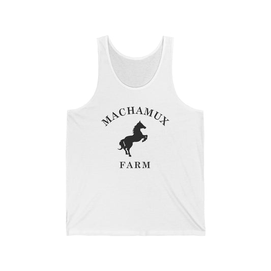 Machamux Farm Vintage Retro Unisex Cotton Jersey Tank Top - Black Logo