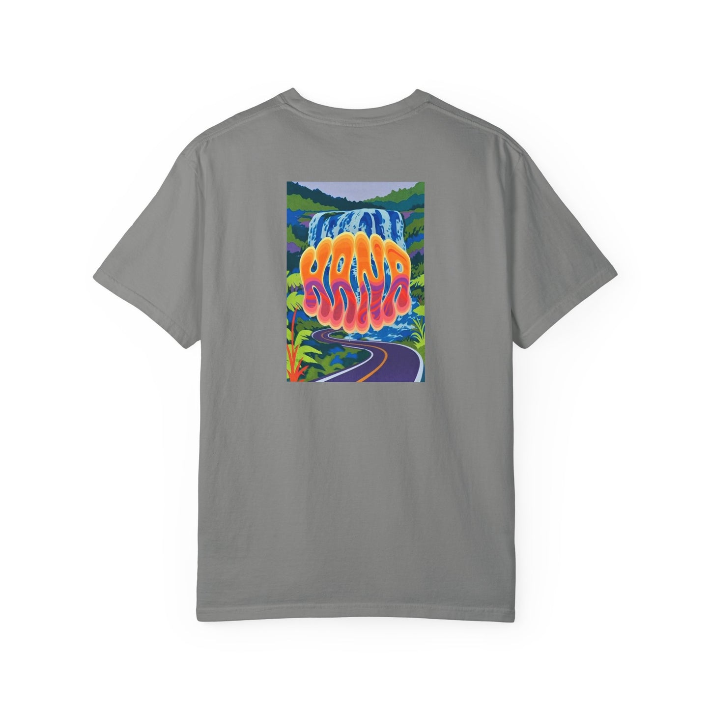 Hana Hawaii Vintage Retro Back Printed Art Series Cotton Tee - Black Logo