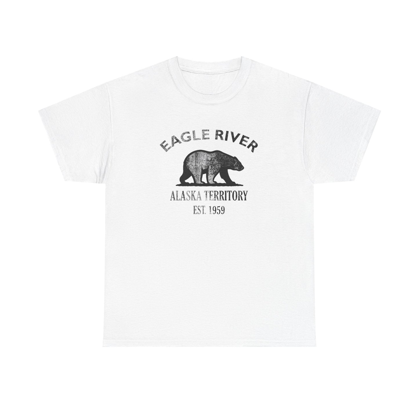 Eagle River Alaska Vintage Retro Unisex Heavy Cotton Tee - Black Logo