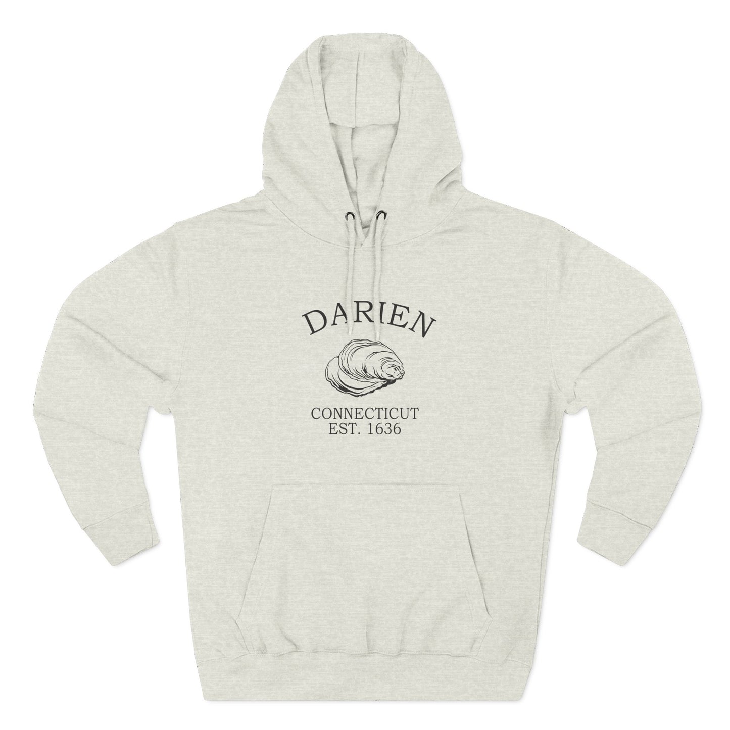 Darien Connecticut Vintage Retro Unisex Heavy Cotton Hoodie - Black Logo