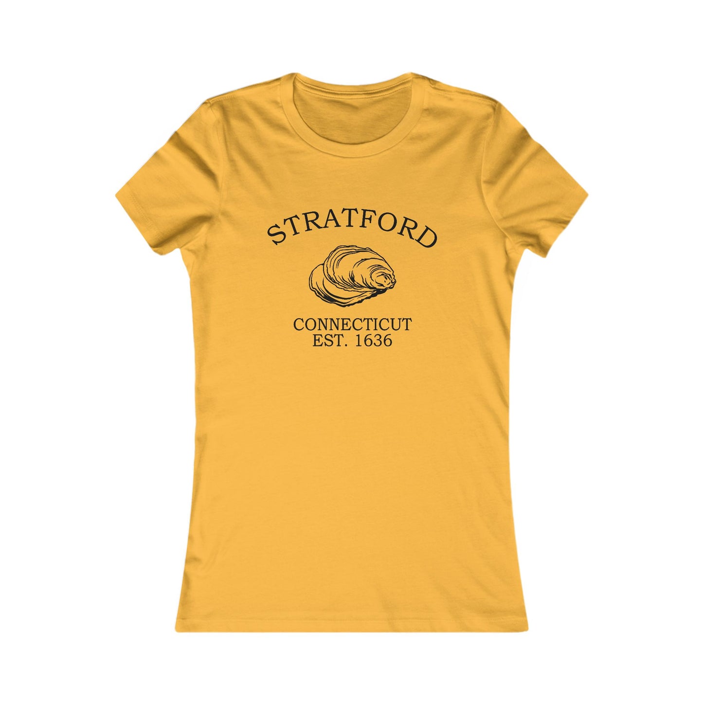 Stratford Connecticut Vintage Retro Womens Fitted Ringspun Cotton Tee - Black Logo