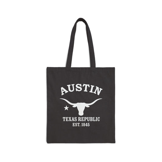 Austin Texas Vintage Retro Cotton Canvas Tote Bag - White Logo