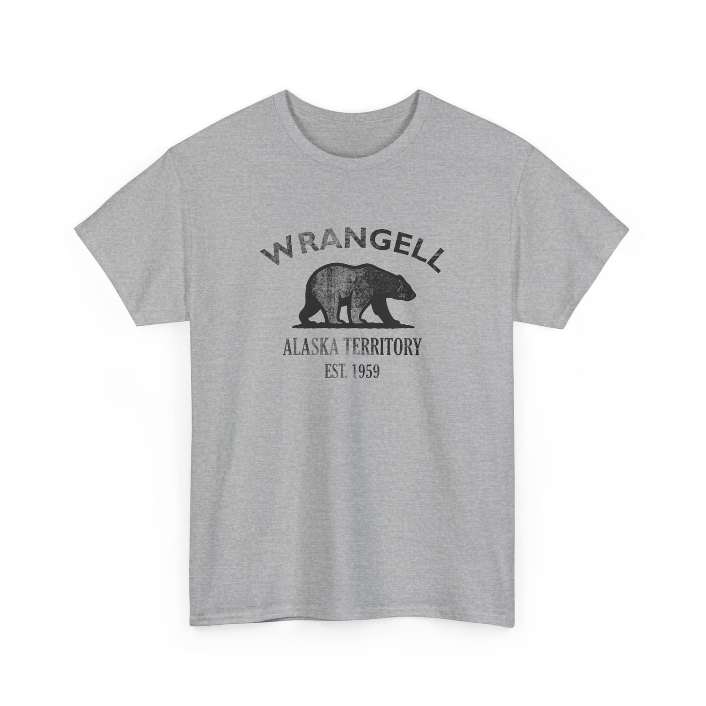 Wrangell Alaska Vintage Retro Unisex Heavy Cotton Tee - Black Logo