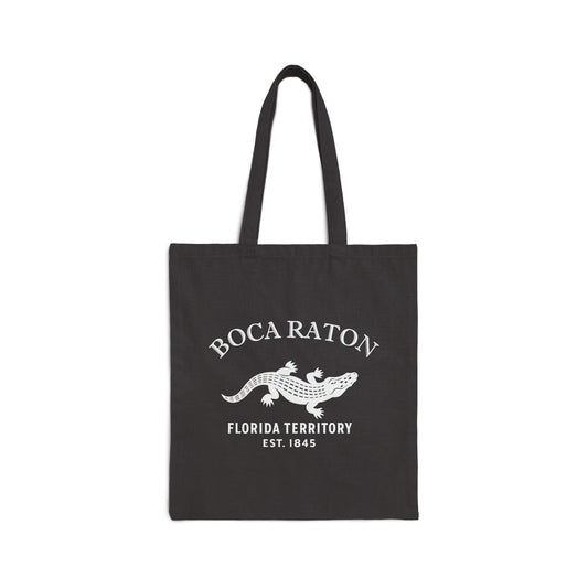 Boca Raton Florida Vintage Retro Cotton Canvas Tote Bag - White Logo