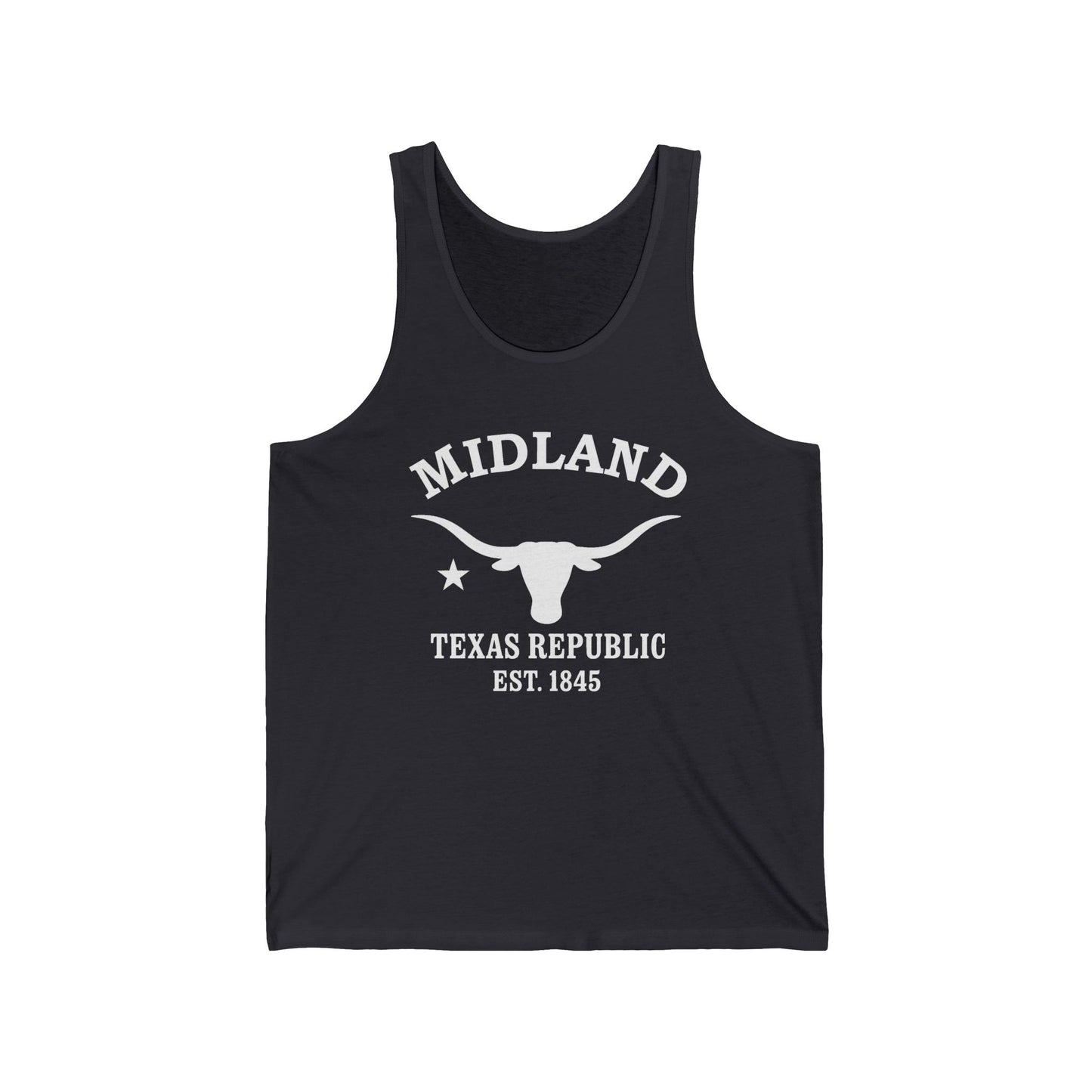 Midland Texas Unisex Cotton Jersey Tank Top - White Logo
