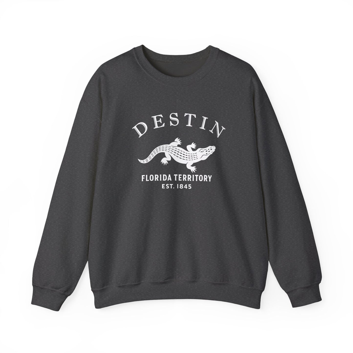 Destin Florida Vintage Retro Unisex Heavy Crewneck Sweatshirt - White Logo