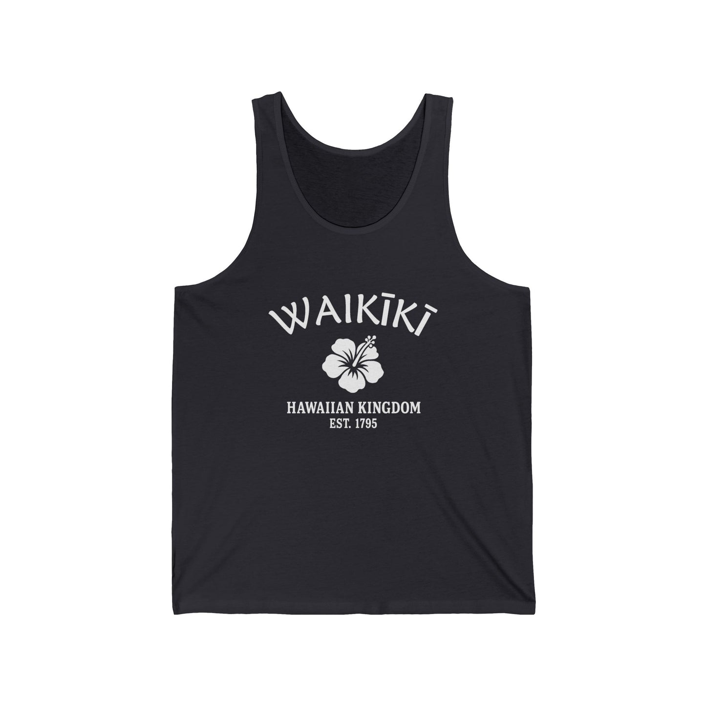 Waikiki Hawaii Vintage Retro Unisex Cotton Jersey Tank Top - White Logo