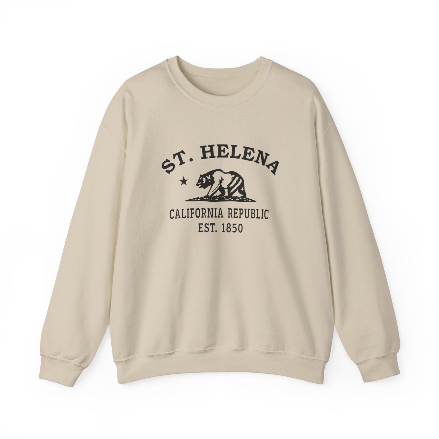 St Helena California Vintage Retro Unisex Heavy Crewneck Sweatshirt - Black Logo