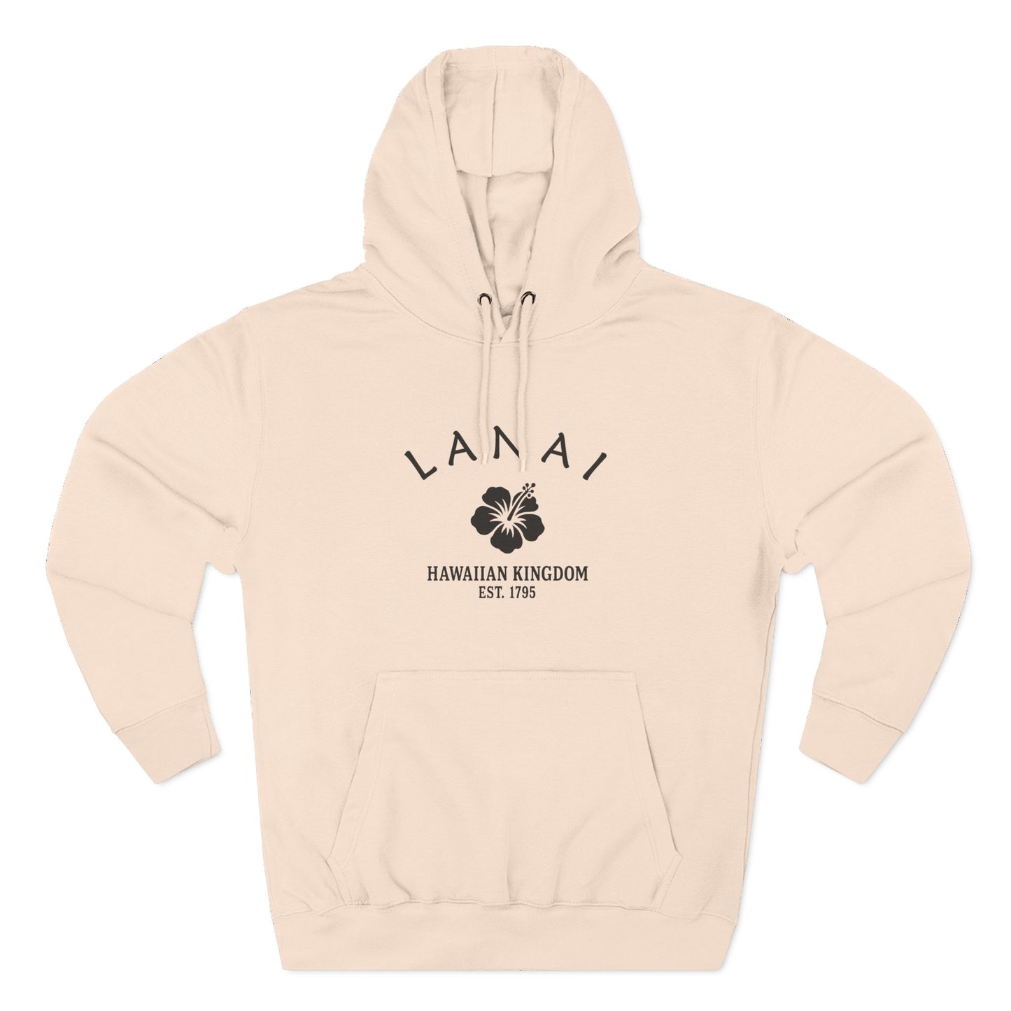 Lanai Hawaii Vintage Retro Unisex Heavy Cotton Hoodie - Black Logo