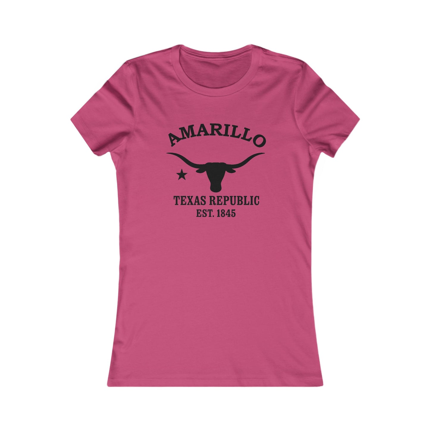 Amarillo Texas Ringspun Cotten Fitted Vintage Retro Womens Tee - Black Logo