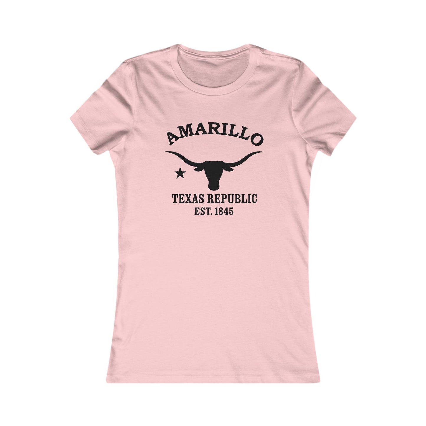 Amarillo Texas Ringspun Cotten Fitted Vintage Retro Womens Tee - Black Logo