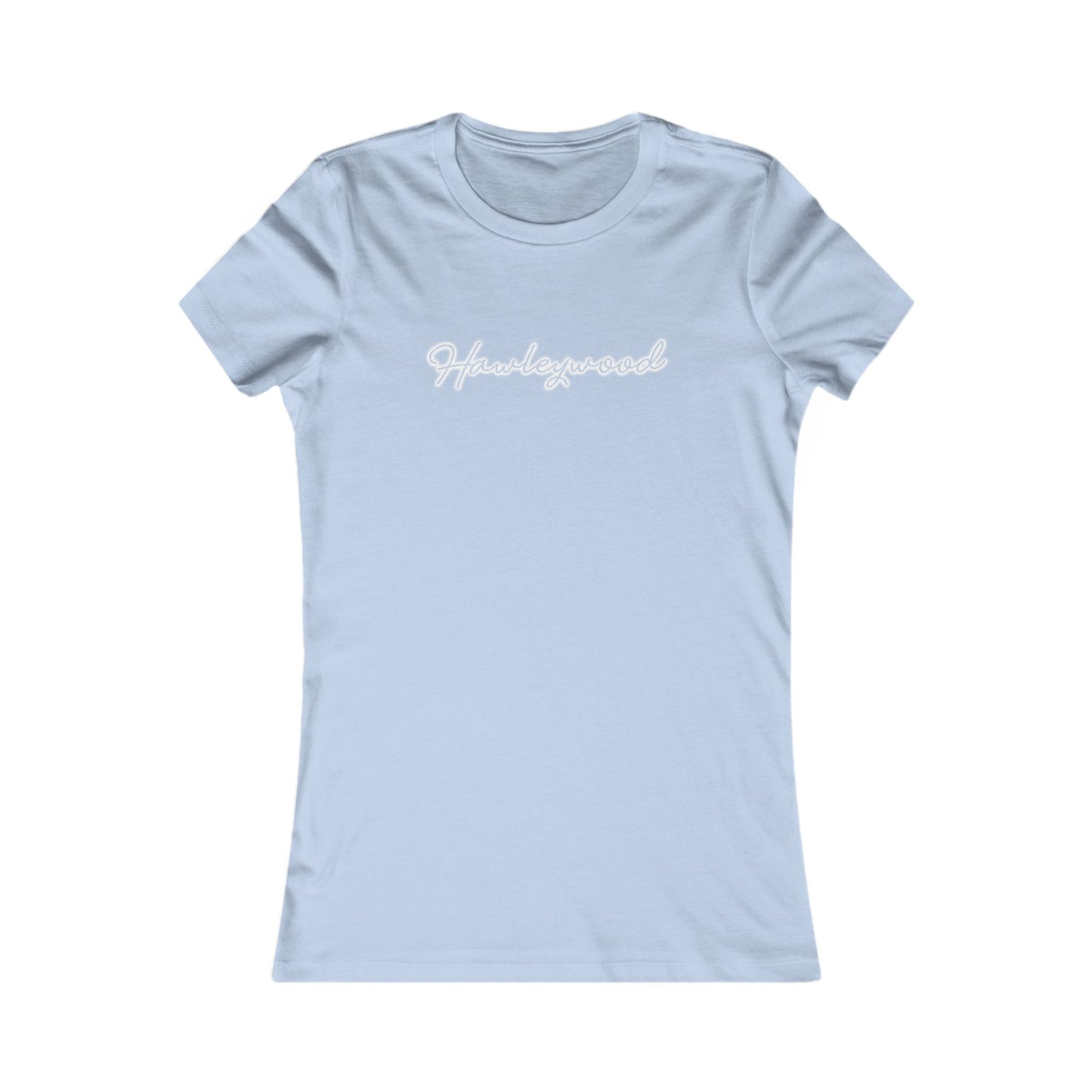 Hawleywood Vintage Retro Ringspun Cotton Fitted Womens Tee - White Neon Logo