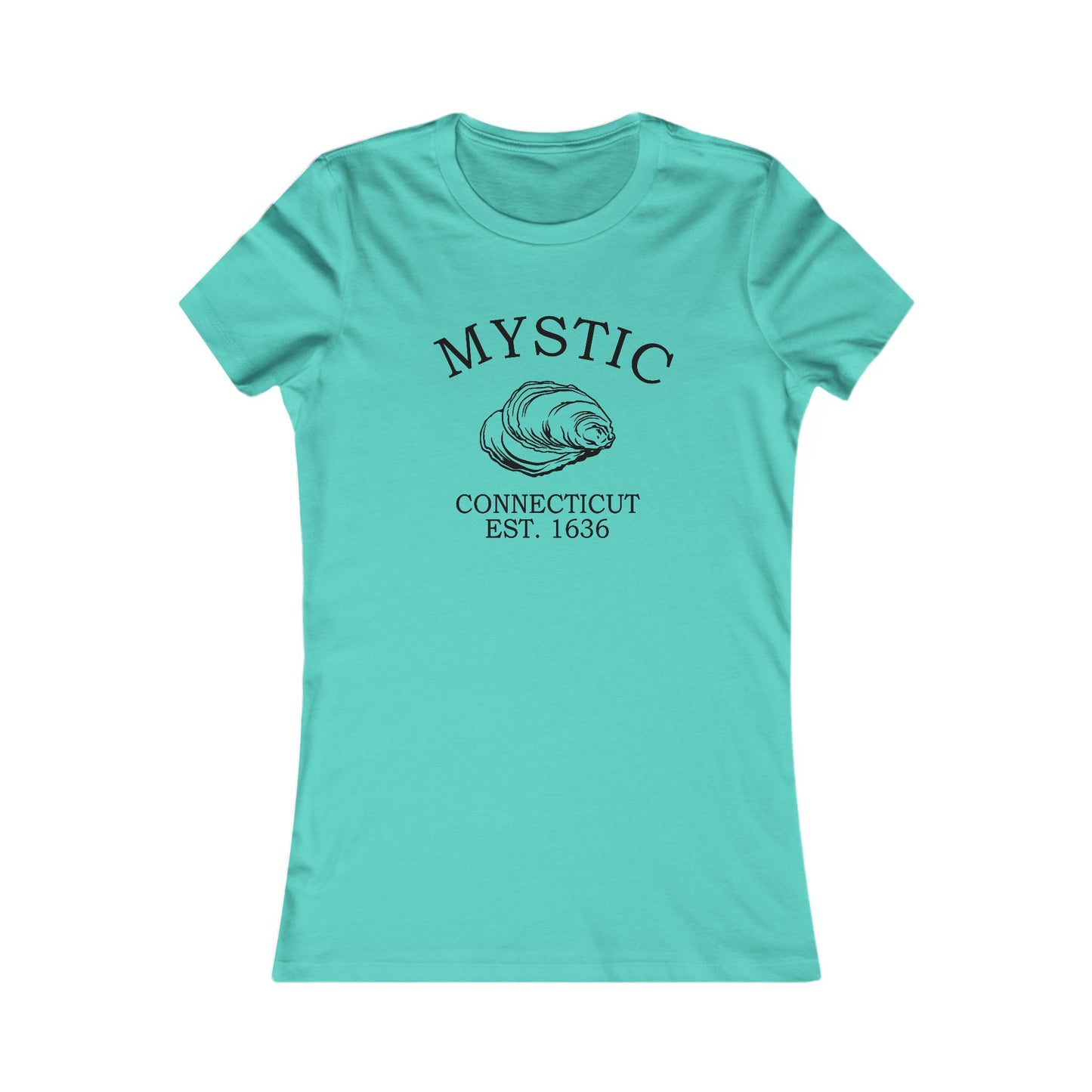 Mystic Connecticut Vintage Retro Womens Fitted Ringspun Cotton Tee - Black Logo