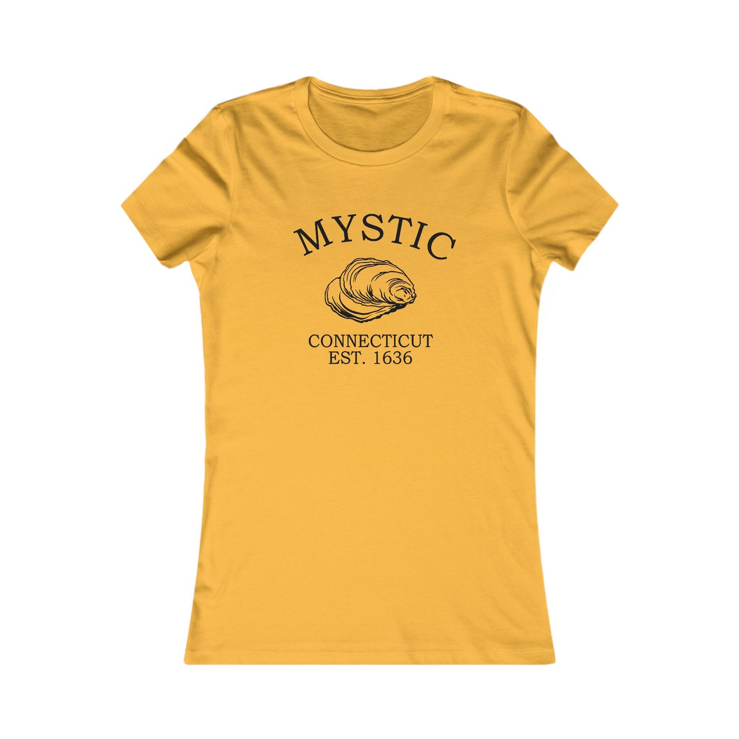 Mystic Connecticut Vintage Retro Womens Fitted Ringspun Cotton Tee - Black Logo