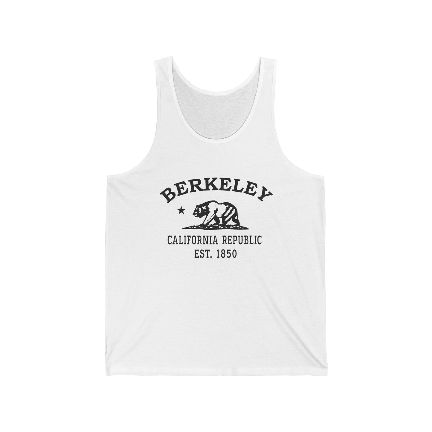 Berkeley California Vintage Retro Unisex Cotton Jersey Tank Top - Black Logo