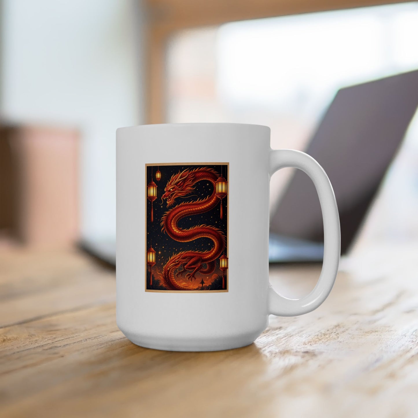 Zodiac Year of the Dragon (2024+) Vintage Retro Art Series Ceramic Mug - Combo Logo