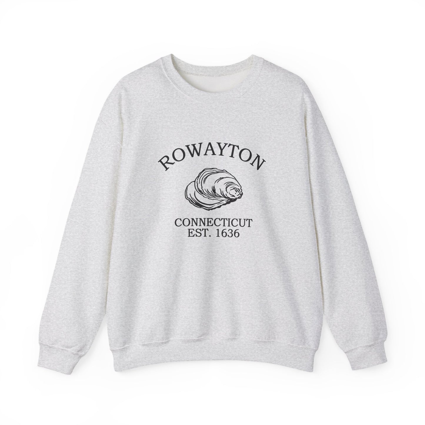 Rowayton Connecticut Vintage Retro Unisex Heavy Crewneck Sweatshirt - Black Logo