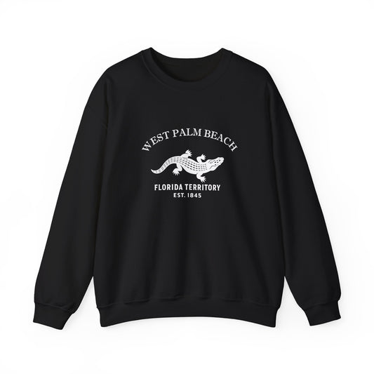 West Palm Beach Florida Vintage Retro Unisex Heavy Crewneck Sweatshirt - White Logo